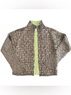 Y2K Crushed Crinkle Top Button Down Shirt Textured Fairy Boho Nature Size Medium